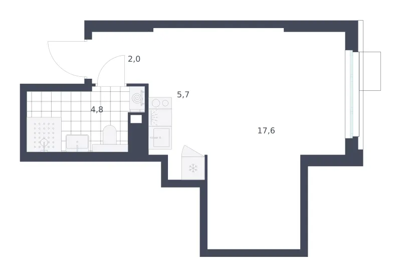 Студия 30.1 м²