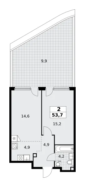 2-комн. 53.7 м²
