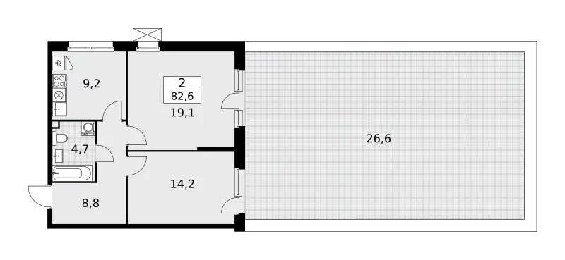 2-комн. 82 м²