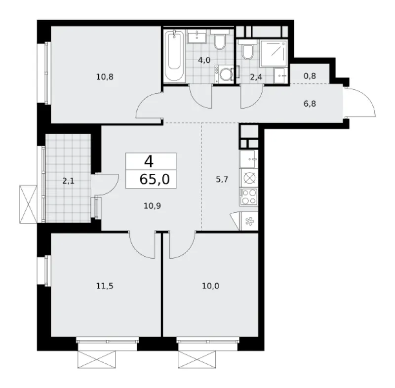 4-комн. 65 м²