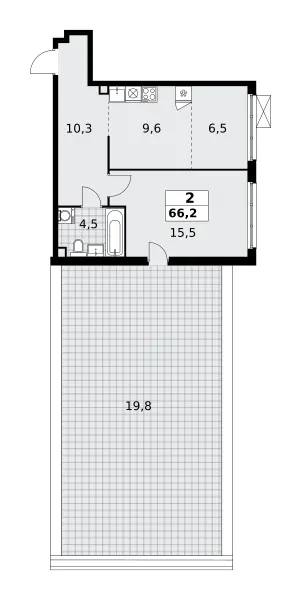 2-комн. 66.2 м²
