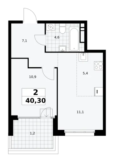 41,4 м² — планировка