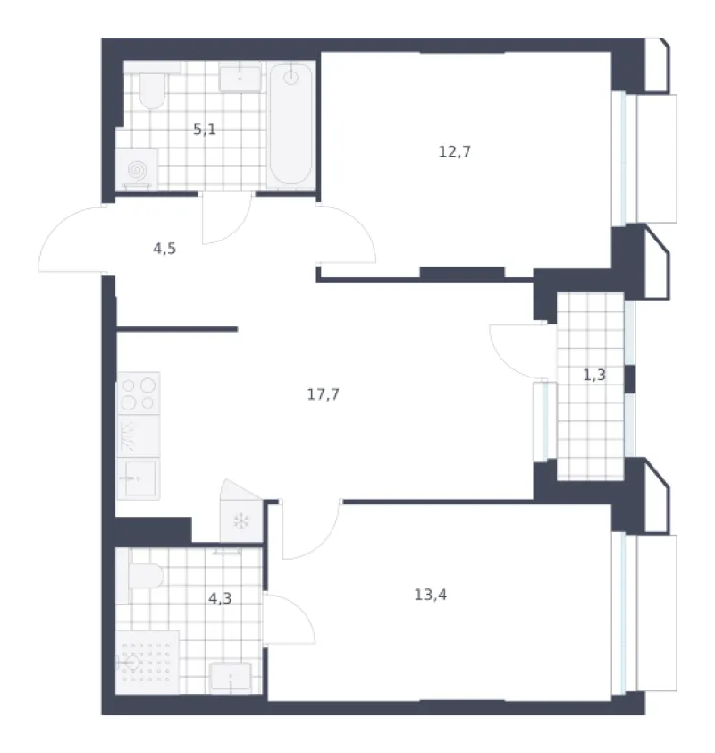 2-комн. 59 м²