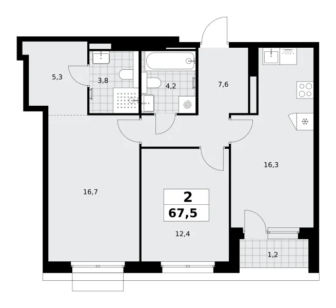 2-комн. 67.5 м²