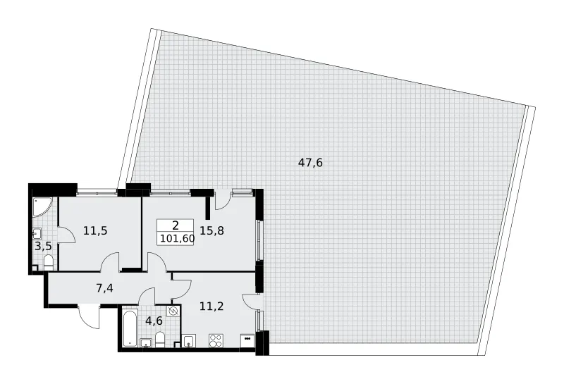 2-комн. 101.6 м²