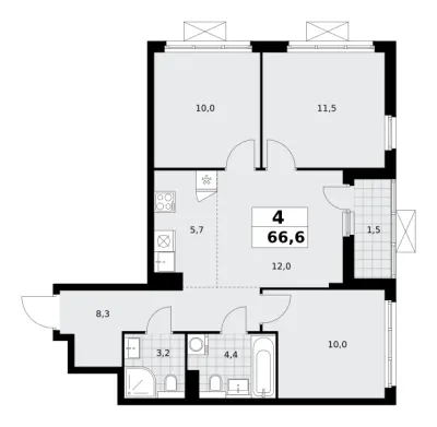 66,5 м² — планировка