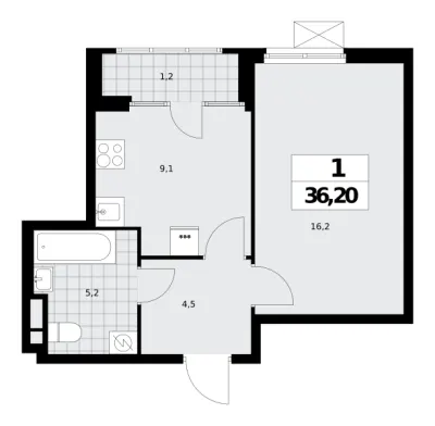 36,8 м² — планировка