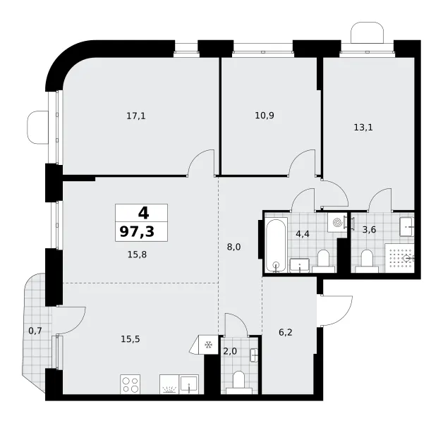 4-комн. 97,3 м²