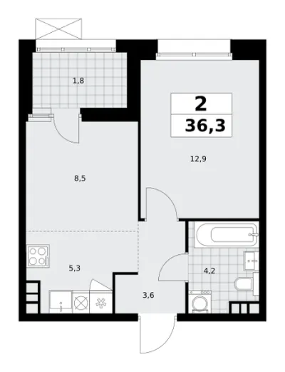 36,1 м² — планировка