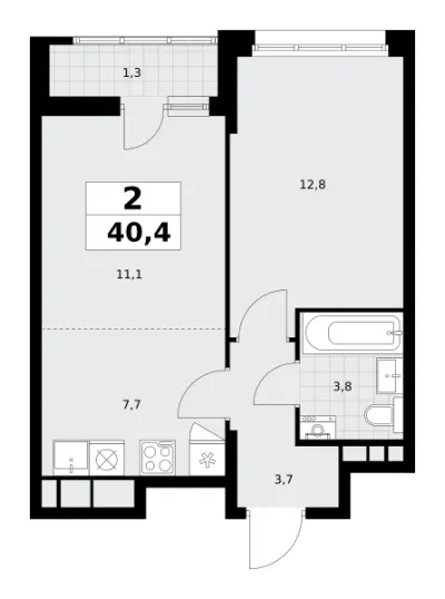 40,4 м² — планировка