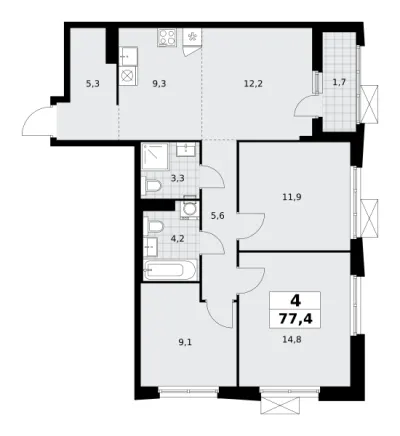 77,2 м² — планировка