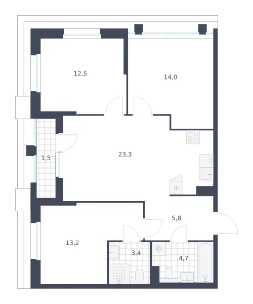3-комн. 78.4 м²