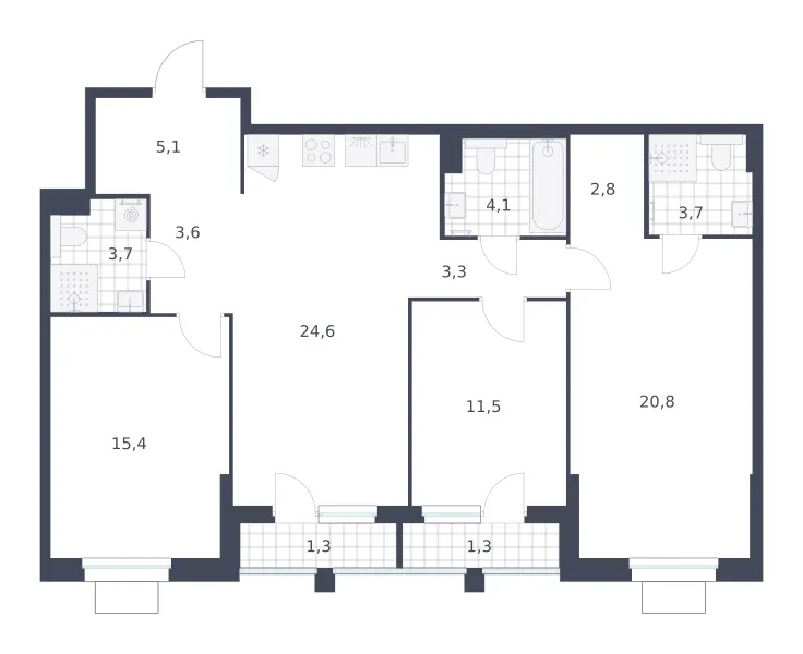 3-комн. 101.2 м²