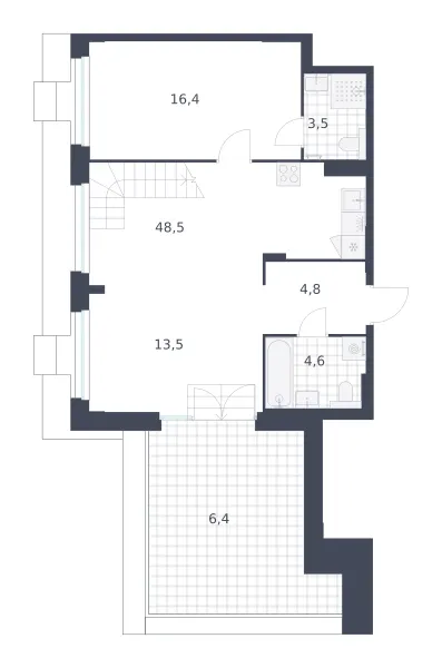 2-комн. 97.7 м²