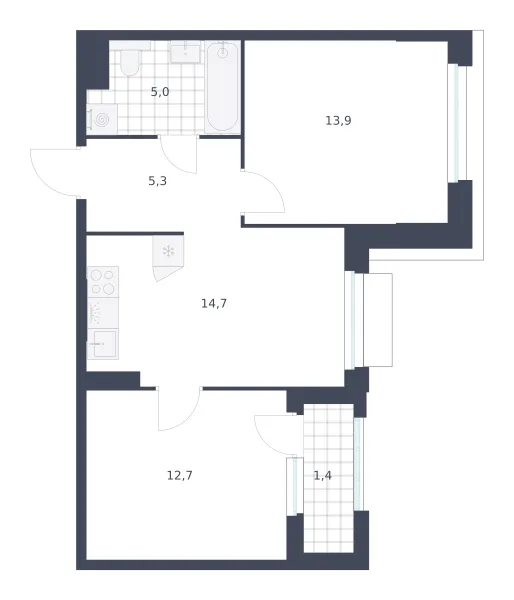 2-комн. 53 м²