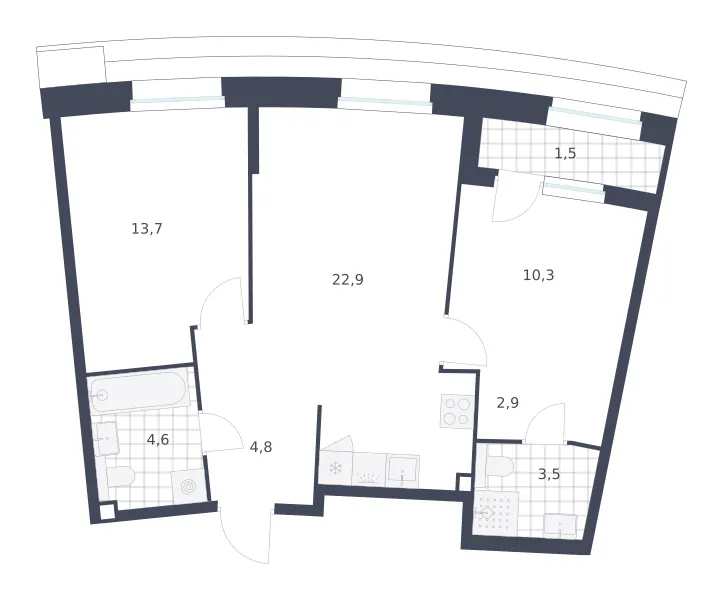 2-комн. 64.2 м²