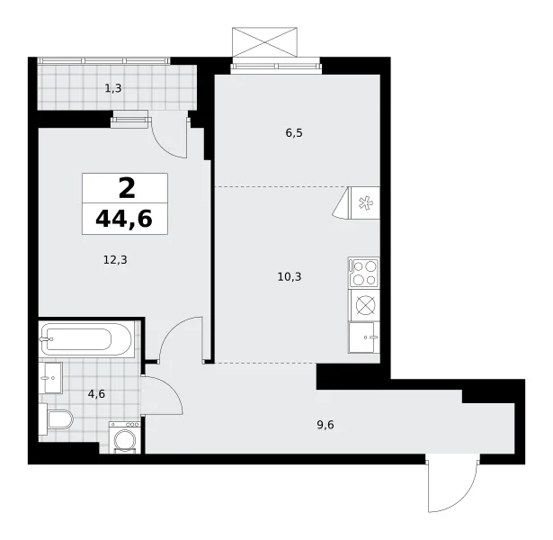2-комн. 44.8 м²