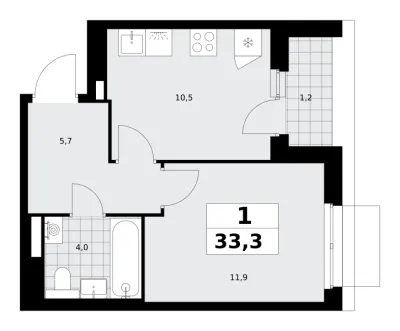 33,3 м² — планировка