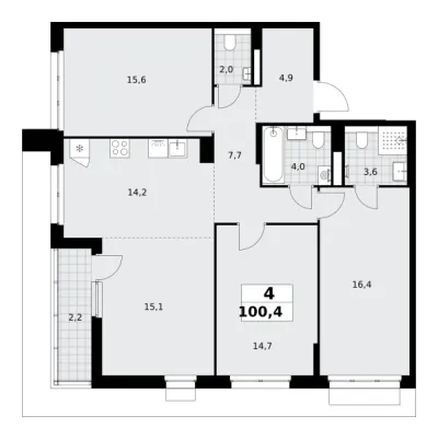 100,4 м² — планировка