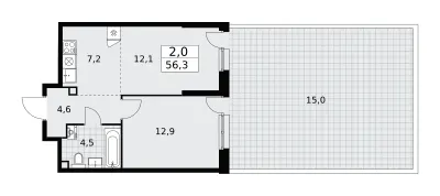 56,1 м² — планировка