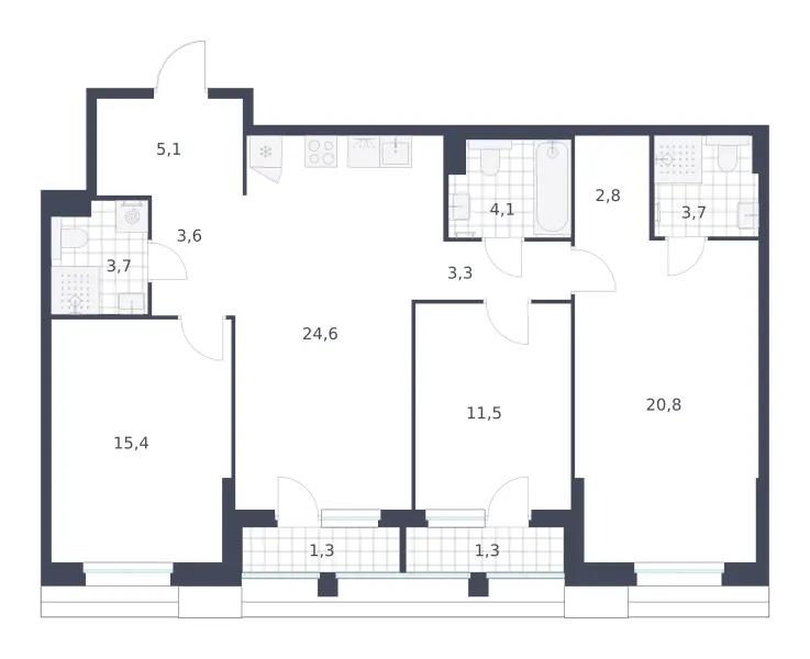 3-комн. 101.2 м²