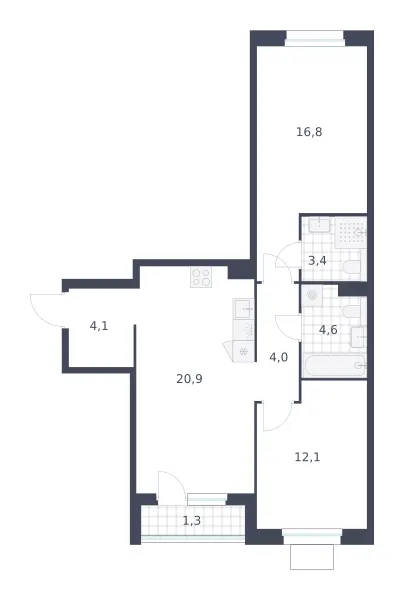 2-комн. 67.2 м²