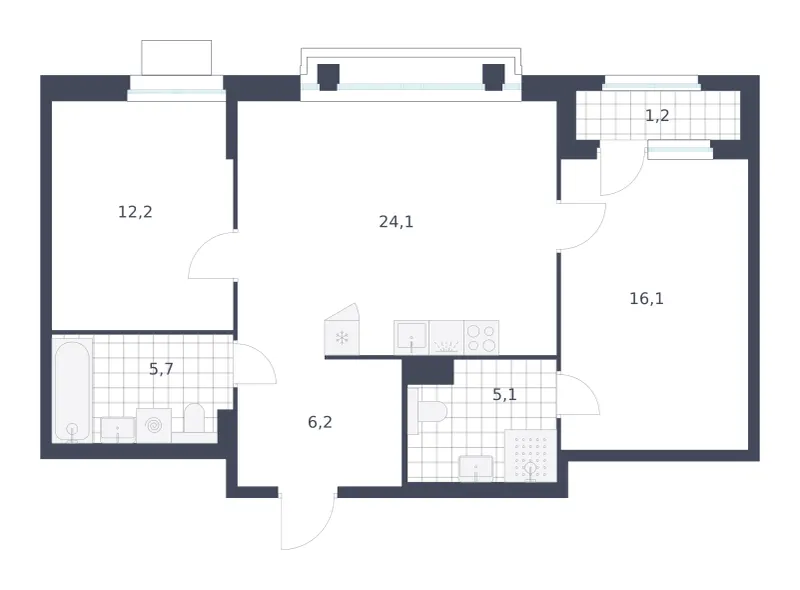 2-комн. 70.6 м²