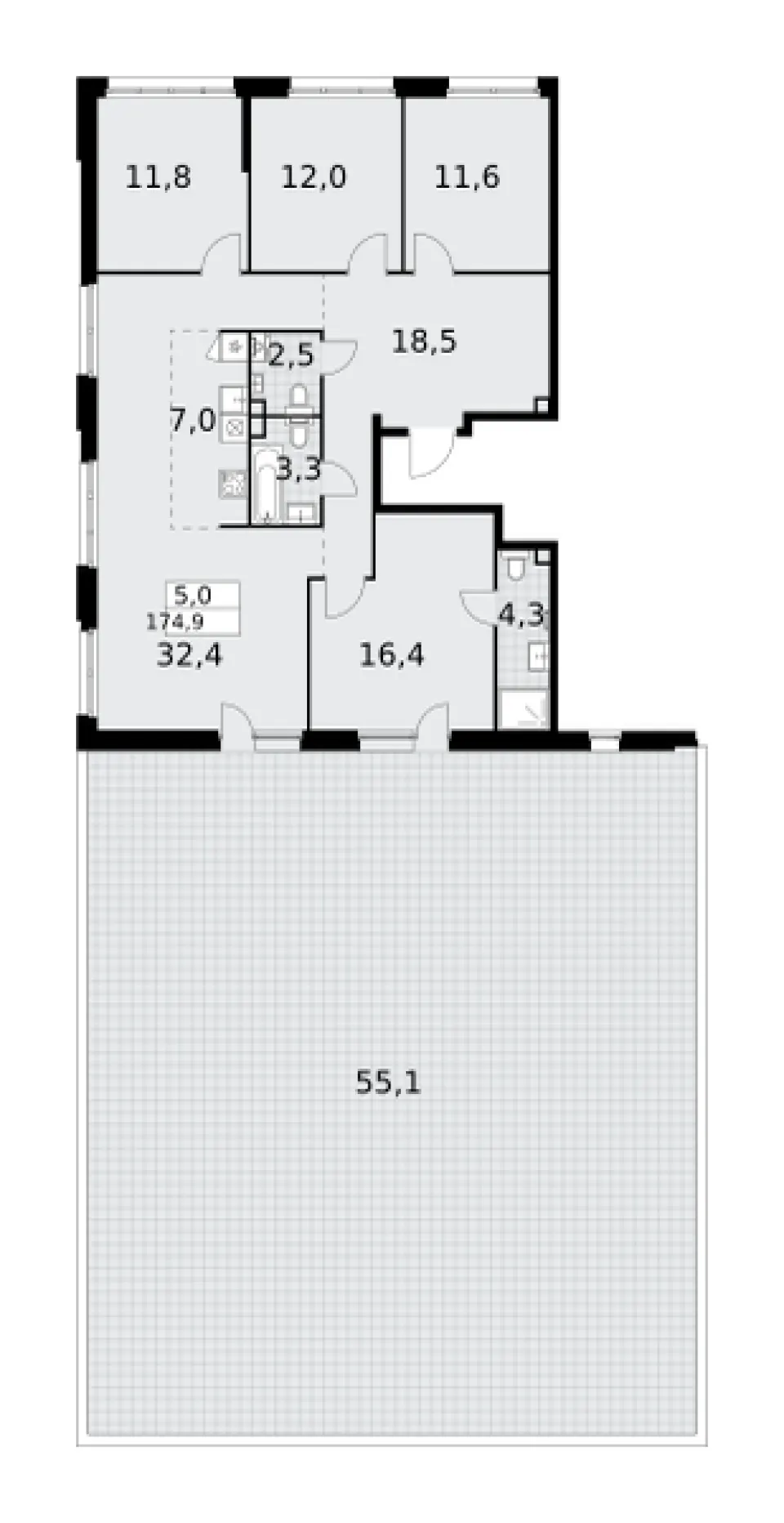 5-комн. 174,9 м²