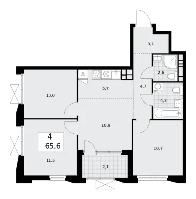 65,6 м² — планировка