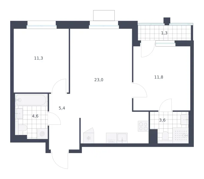 2-комн. 61 м²