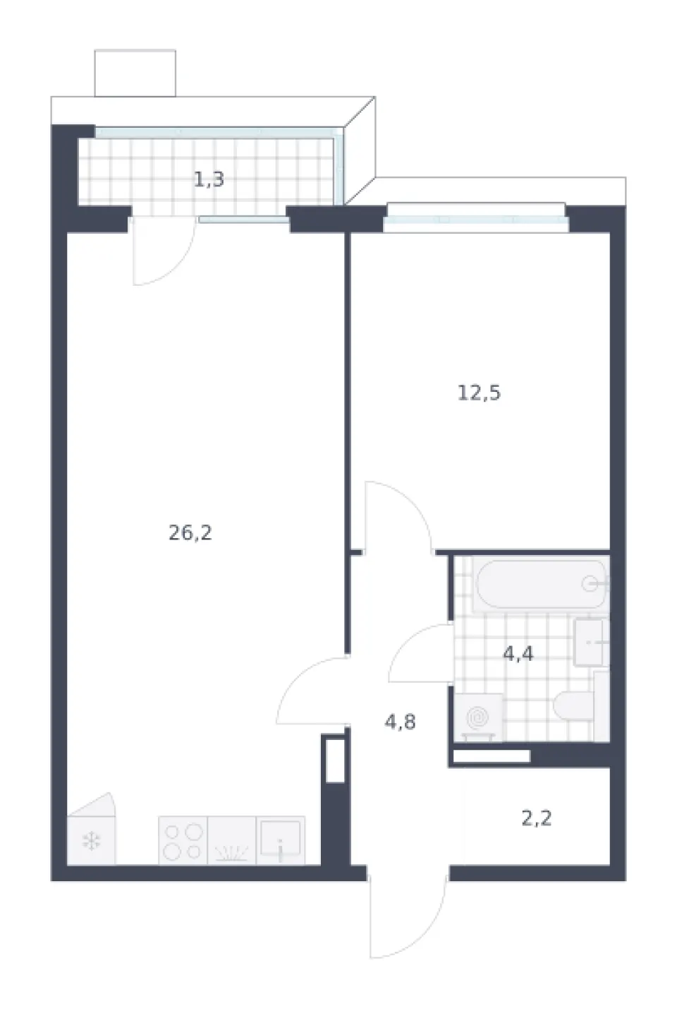 1-комн. 51,4 м²