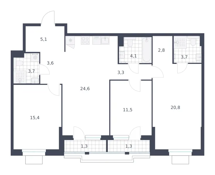 3-комн. 101.2 м²