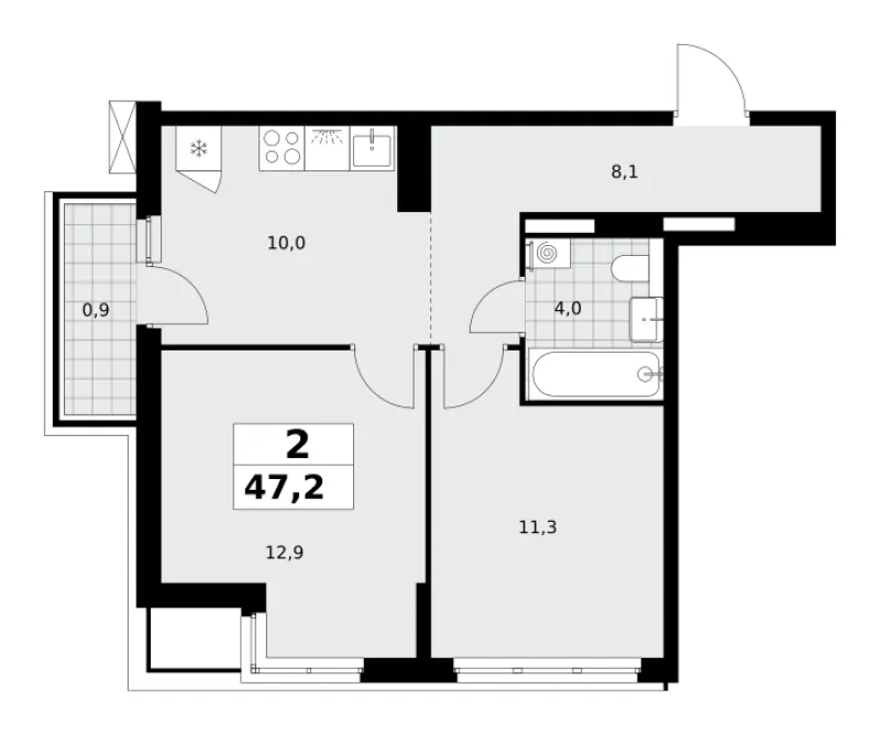 2-комн. 47.2 м²