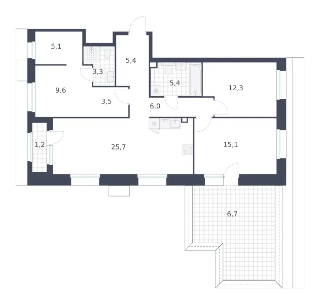 3-комн. 99.3 м²