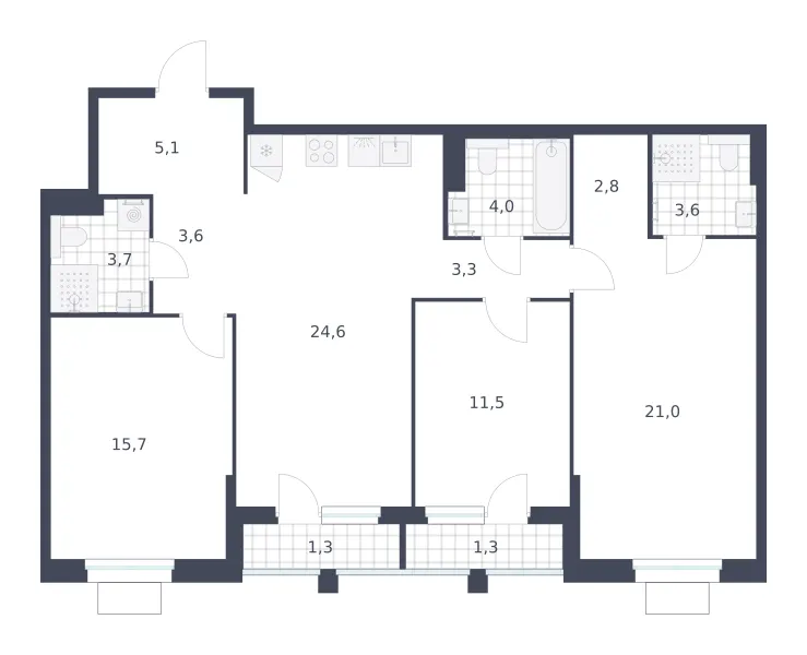 3-комн. 101.5 м²