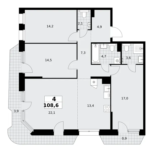 4-комн. 108,6 м²