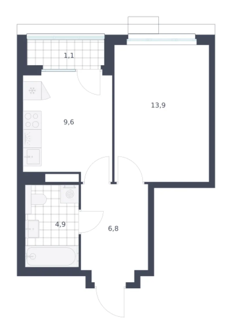 1-комн. 36.3 м²