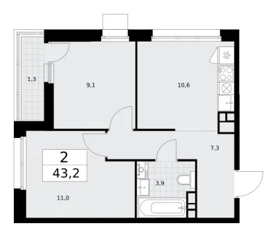 43,2 м² — планировка