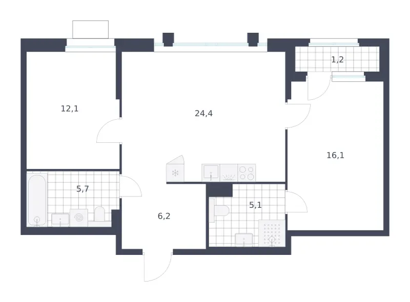 2-комн. 70.8 м²