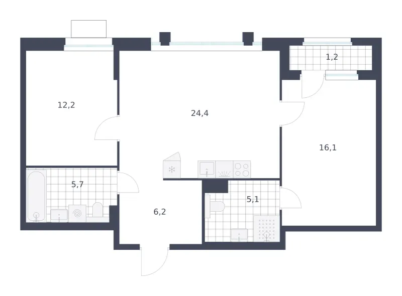 2-комн. 70.9 м²