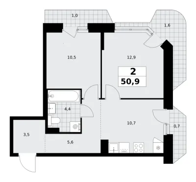 50,9 м² — планировка