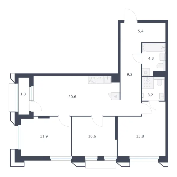 3-комн. 80.3 м²