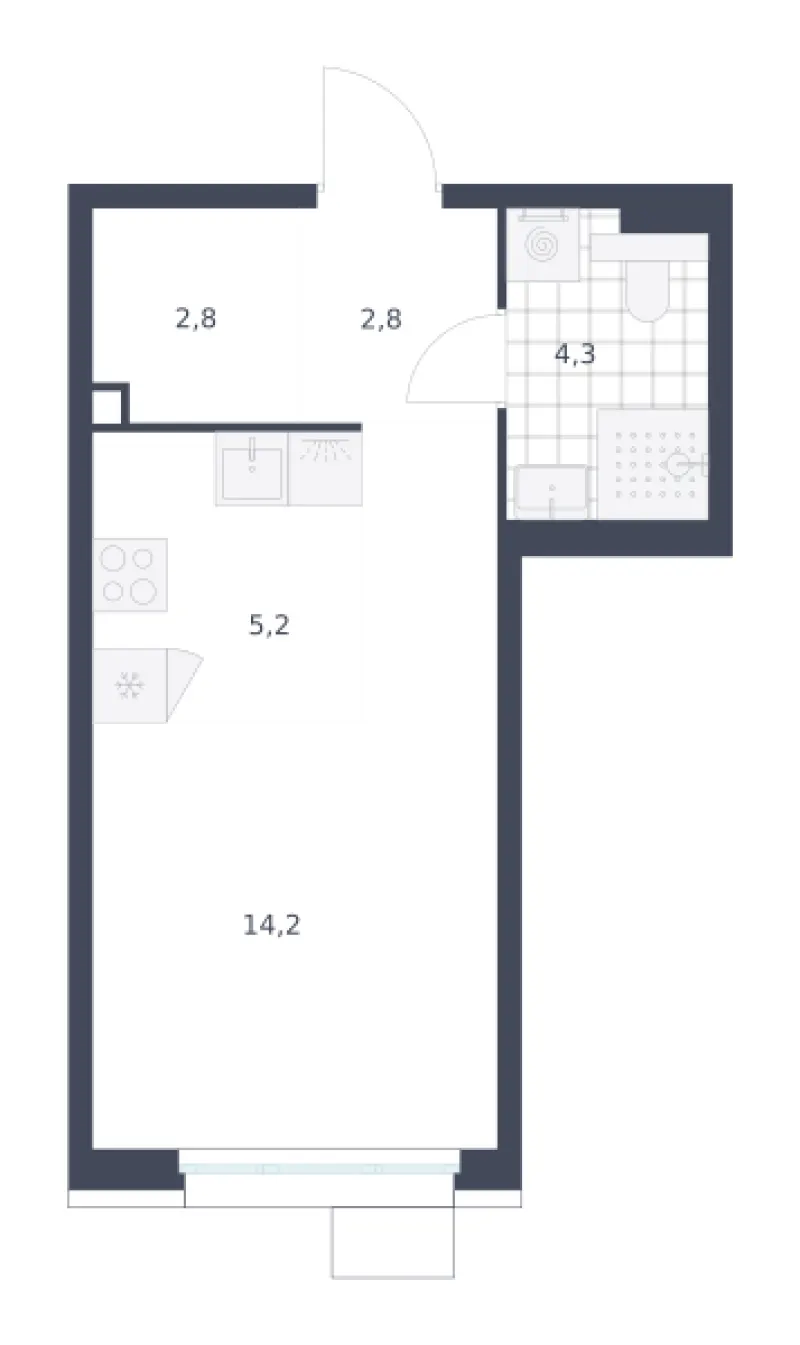Студия 29.3 м²