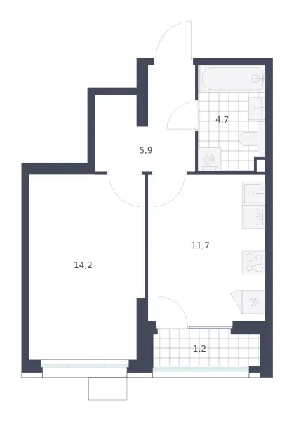 1-комн. 37.7 м²