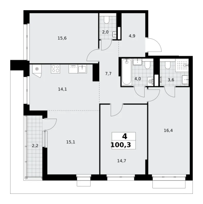 4-комн. 100.3 м²