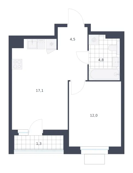 1-комн. 39.7 м²