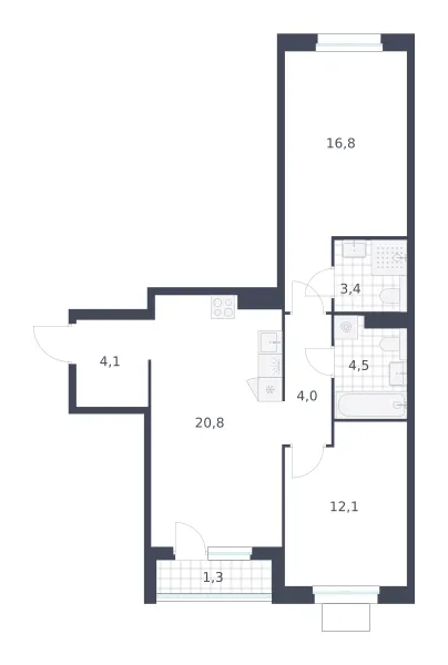 2-комн. 67 м²