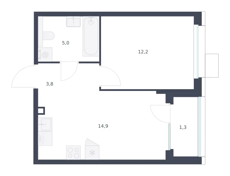 1-комн. 37.2 м²