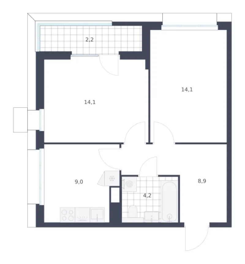 2-комн. 52.5 м²