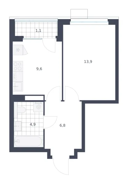 1-комн. 36.3 м²